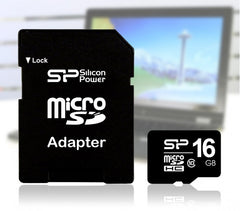 Carte mémoire Silicon Power 16 Go Micro SD Card avec adaptateur SD SDHC Class 4