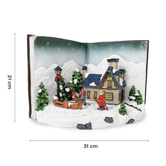 Livre gris Village de Noël avec lumières sons Mouvement 31Lx19Px21Hcm