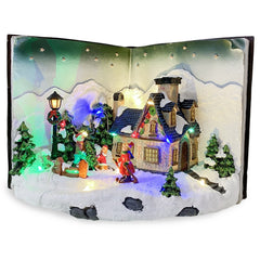 Livre gris Village de Noël avec lumières sons Mouvement 31Lx19Px21Hcm