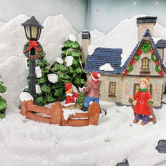 Livre gris Village de Noël avec lumières sons Mouvement 31Lx19Px21Hcm