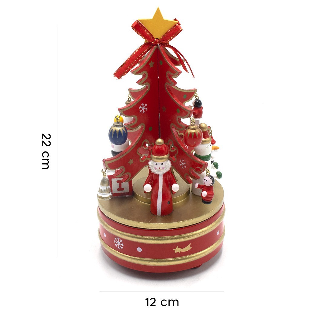 Carillon joute en bois arbre de Noel H22 avec musique et mouvement