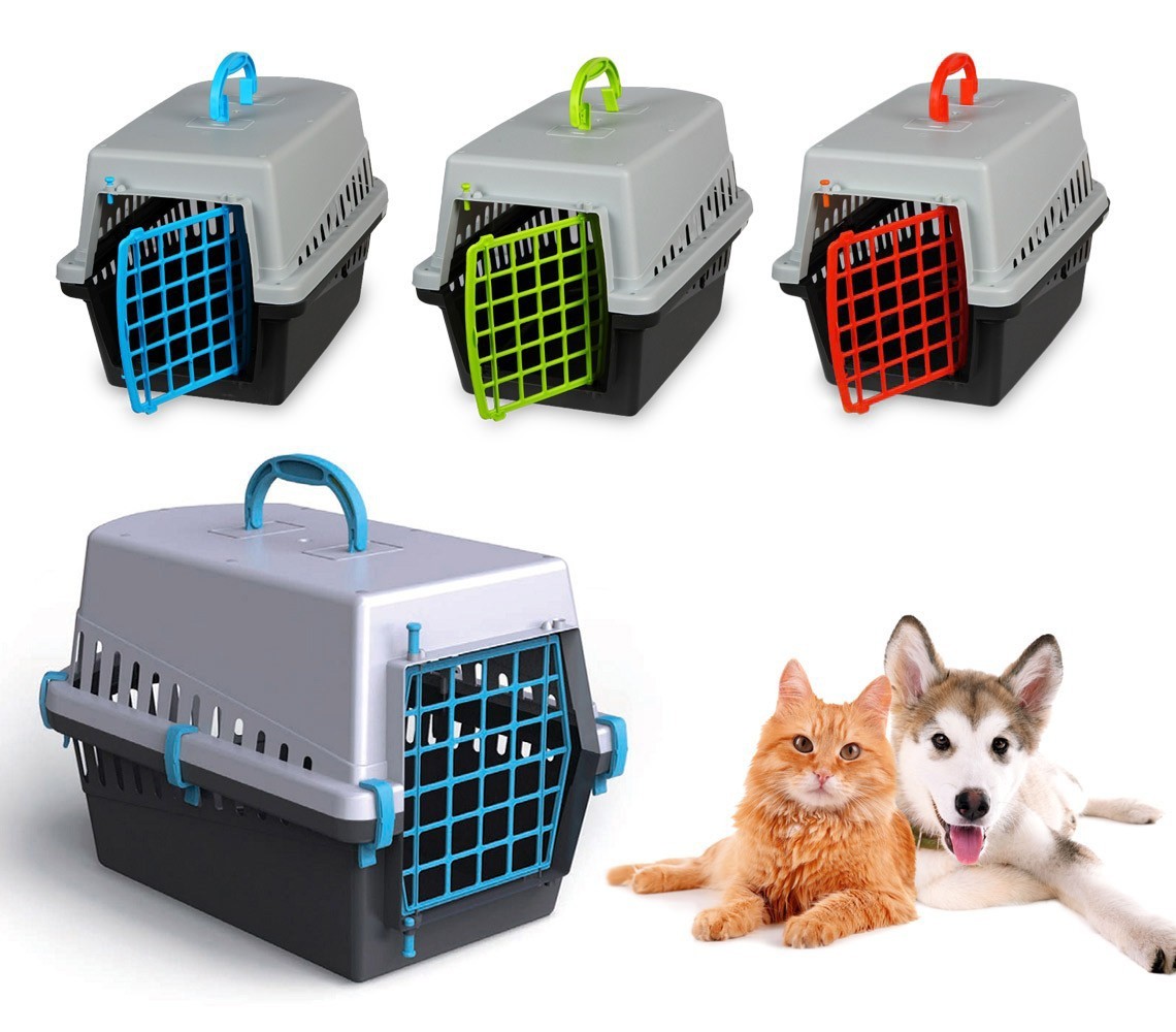 Caisse de transport avec grille en plastique pour chiens et chats 50cm