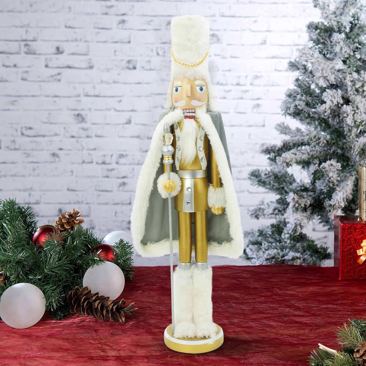 Soldat Casse-Noisette de Noel en bois décoration avec sceptre 50H cm