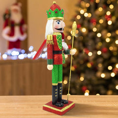Casse-Noisette de Noel de soldat structure en bois paillettes 38Hcm