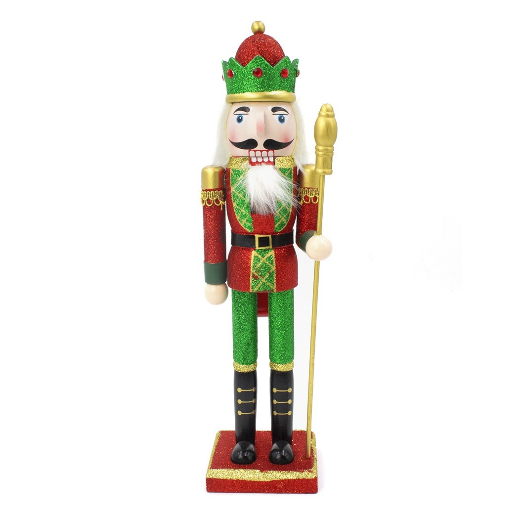 Casse-Noisette de Noel de soldat structure en bois paillettes 38Hcm