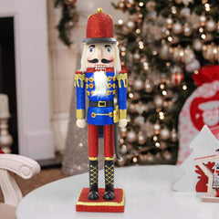 Casse-Noisette de Noel de soldat structure en bois paillettes 38Hcm