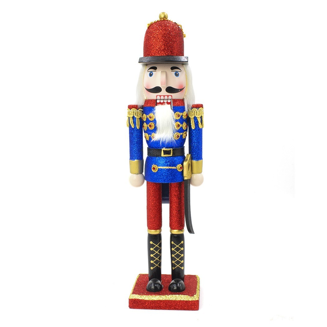 Casse-Noisette de Noel de soldat structure en bois paillettes 38Hcm