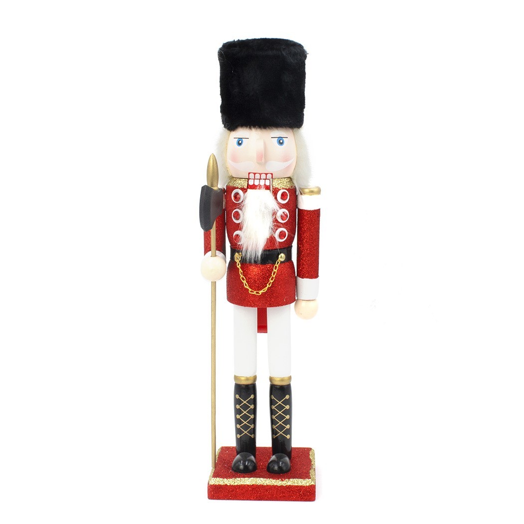 Casse-Noisette de Noel de soldat structure en bois paillettes 38Hcm