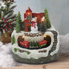 Carrousel scène de Noël enneigée avec musique lumières mouvement