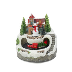 Carrousel scène de Noël enneigée avec musique lumières mouvement