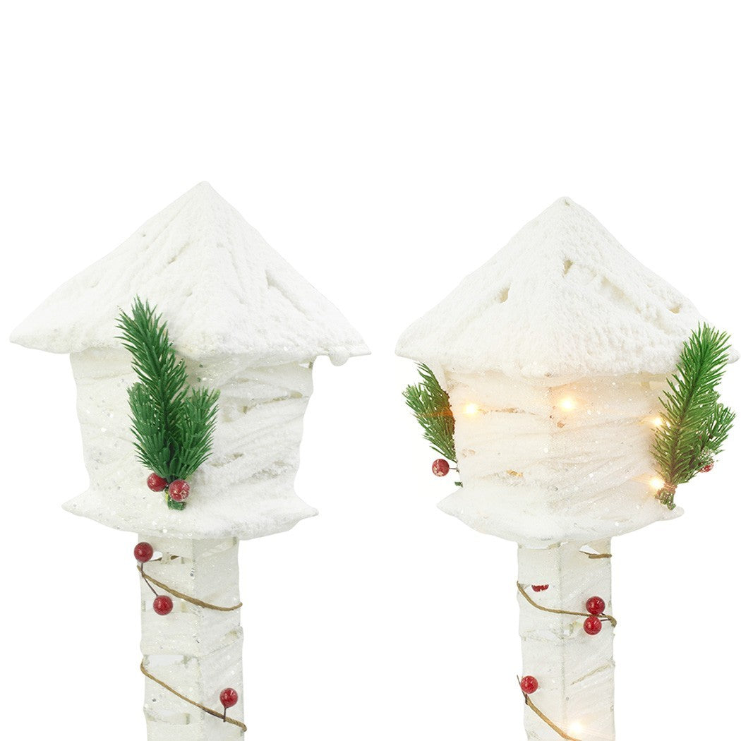 Lampe de Noël à emboîtement blanche paillettes et mini lumières 60HCm