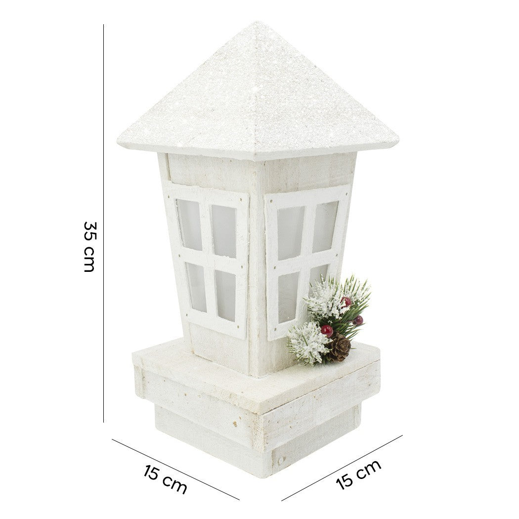 Lanterne de Noël 859724 décoration en bois avec paillettes et éclairage