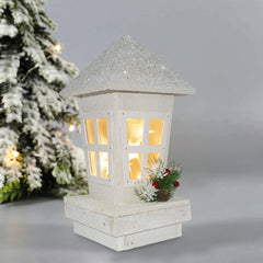Lanterne de Noël 859724 décoration en bois avec paillettes et éclairage
