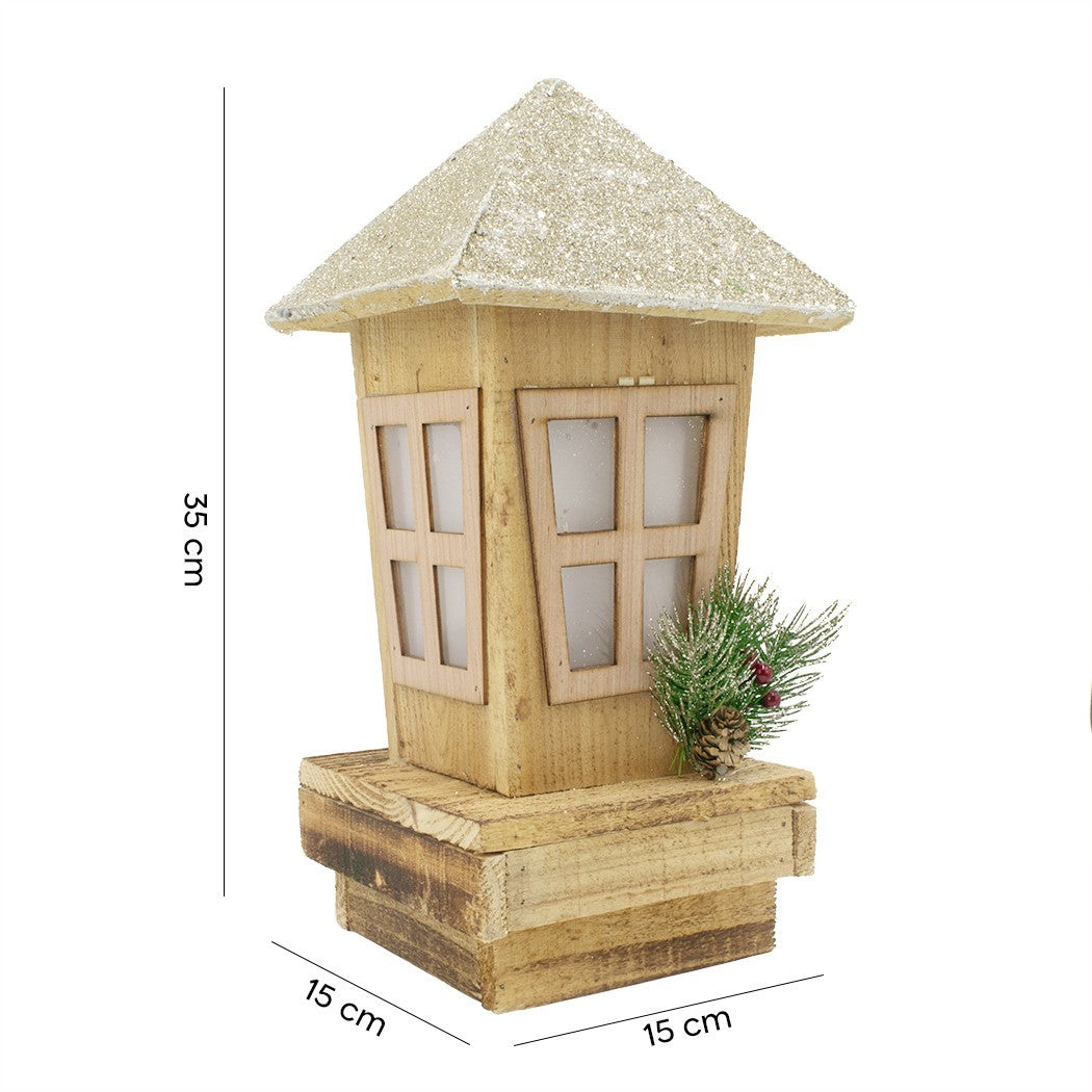 Lanterne de Noël 859717 décoration en bois avec paillettes éclairage