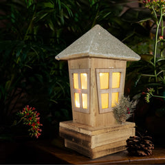 Lanterne de Noël 859717 décoration en bois avec paillettes éclairage