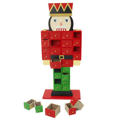 Soldat Casse-Noisette avec calendrier de l'Avent en bois 46Hx19Lx9P cm