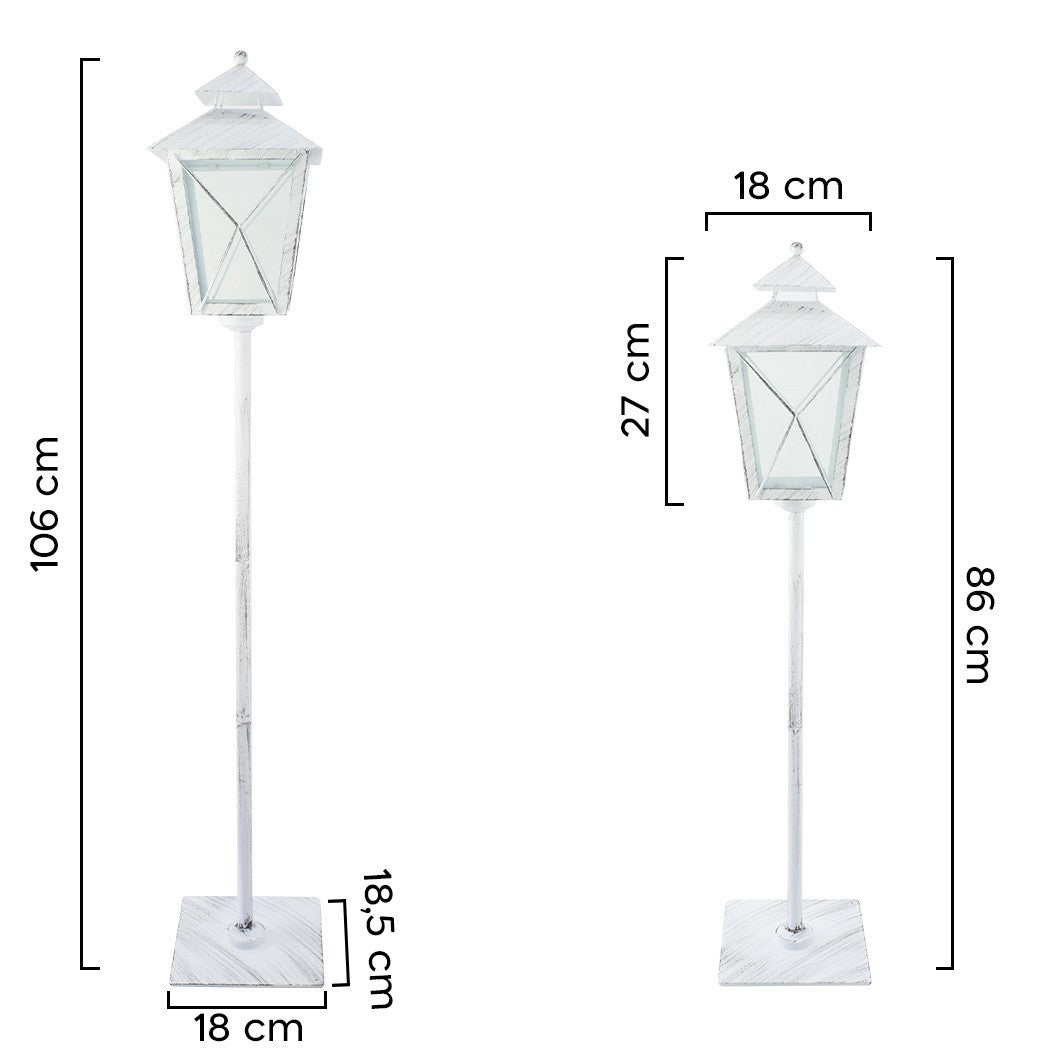 Lampadaire de Noël blanc décoration en métal et verre 106Hx18x18 cm