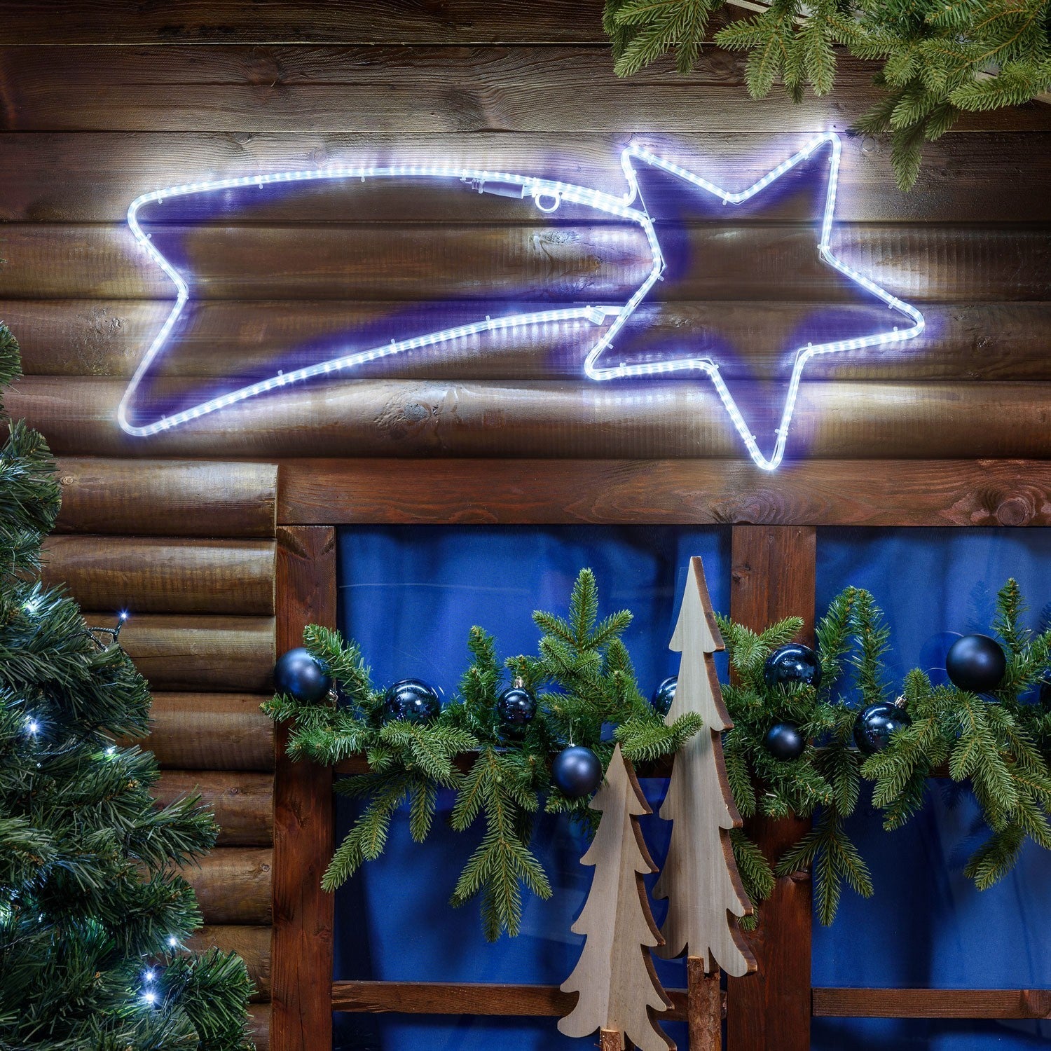 Comète lumineuse de Noël Lumière bleue avec LEDs clignotantes 65L cm
