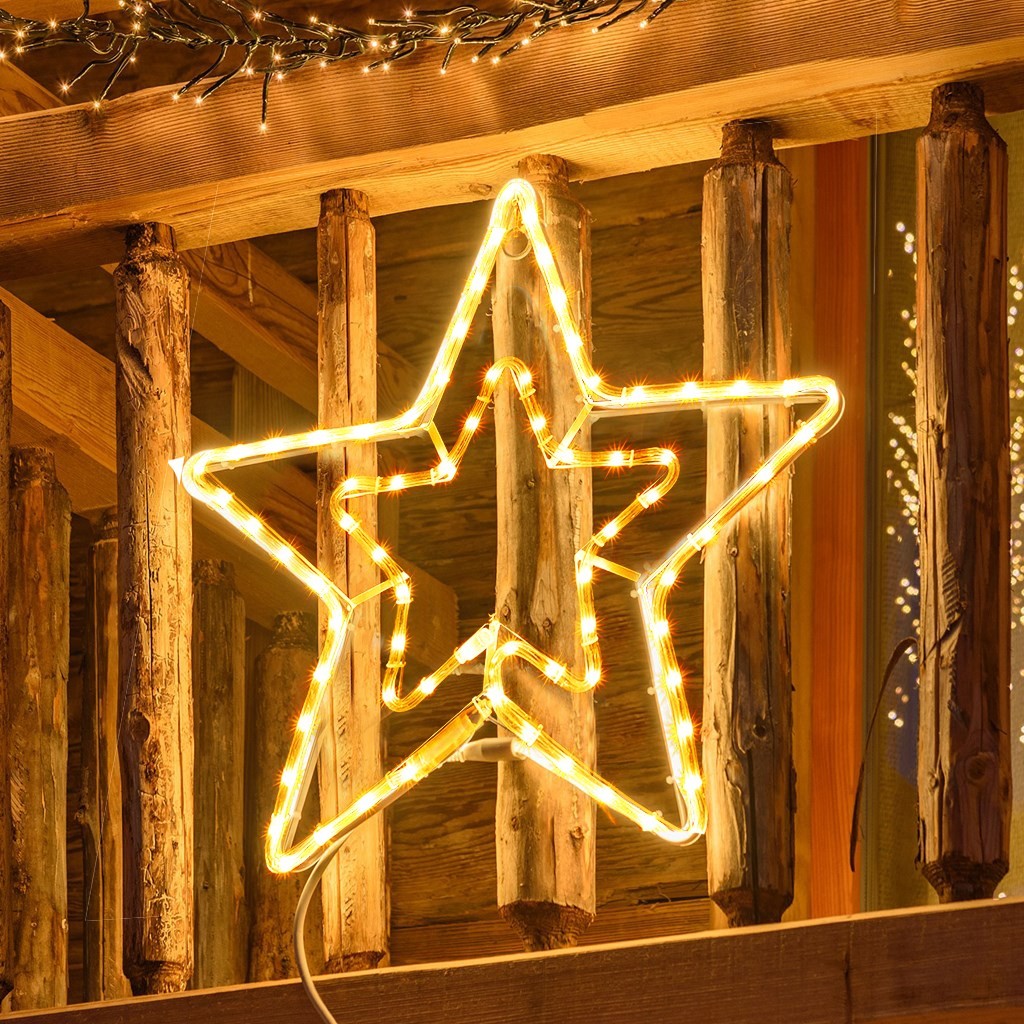 Étoile de Noël doublement lumineuse pour l'extérieur LED blanc chaud