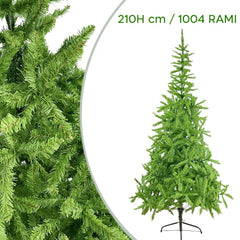 Arbre de Noël 210H Cm Avec 1004 Branches Pliables PVC Arbre d'Epicéa
