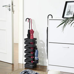 Porte-parapluies en métal noir carré design moderne crochets 49x15,5cm
