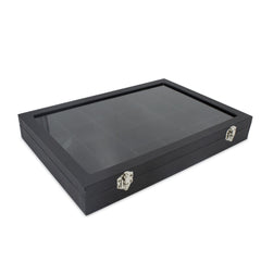 Boîte à bijoux noire à 24 compartiments Présentoir à bijoux pliable