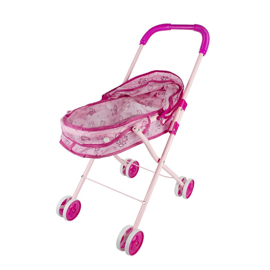 101246 Poussette pliante pour poupée rose avec auvent