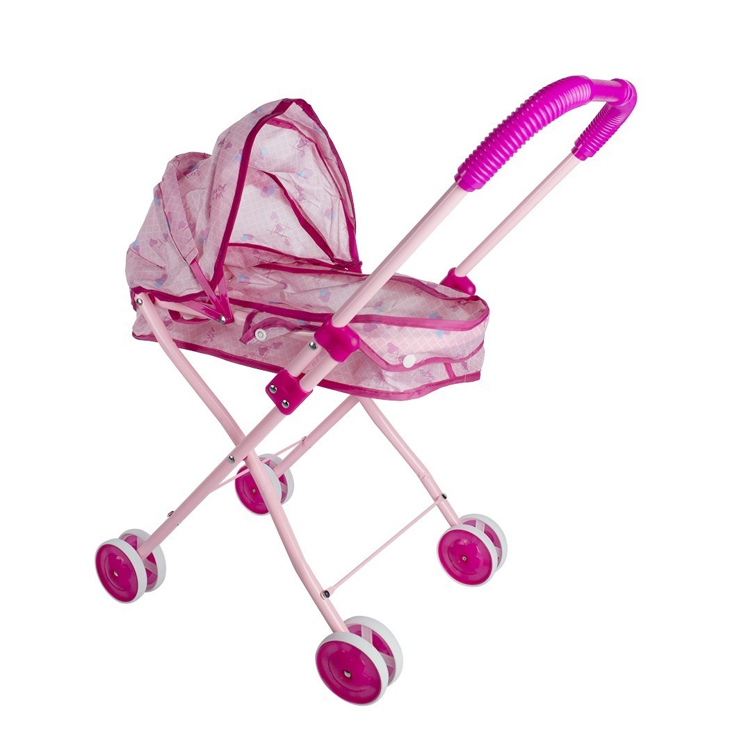 101246 Poussette pliante pour poupée rose avec auvent