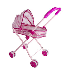 101246 Poussette pliante pour poupée rose avec auvent