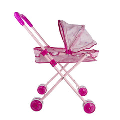101246 Poussette pliante pour poupée rose avec auvent