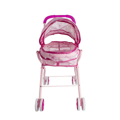 101246 Poussette pliante pour poupée rose avec auvent