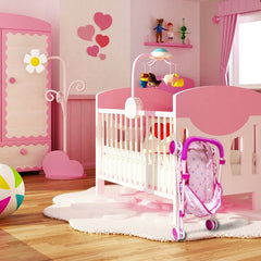 101246 Poussette pliante pour poupée rose avec auvent