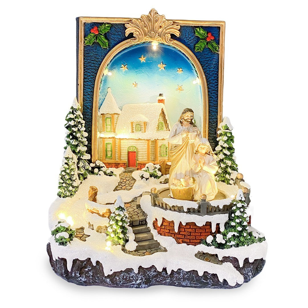 361020 Livre Bethlehem Village de Noël Lumières Sons et Mouvements 19x15x21 cm