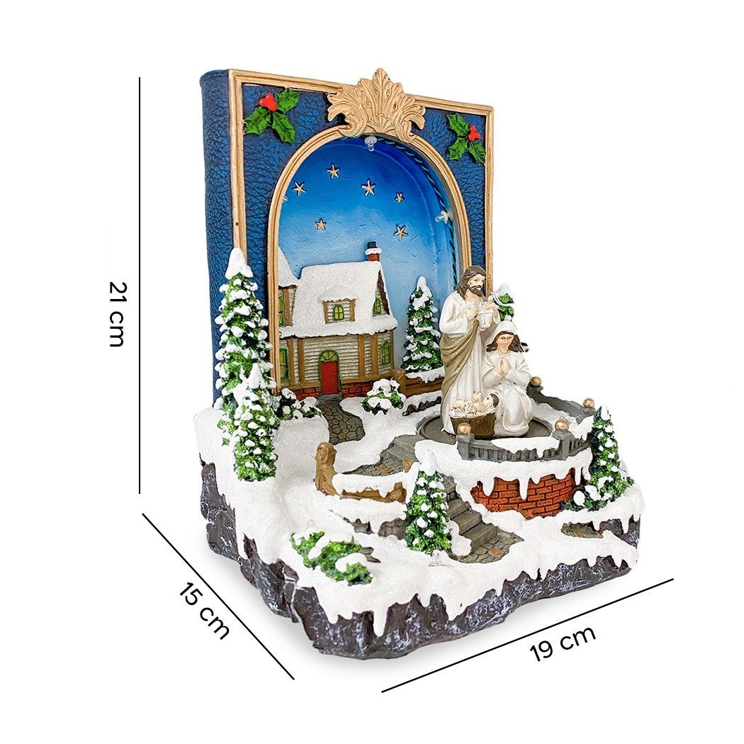 361020 Livre Bethlehem Village de Noël Lumières Sons et Mouvements 19x15x21 cm