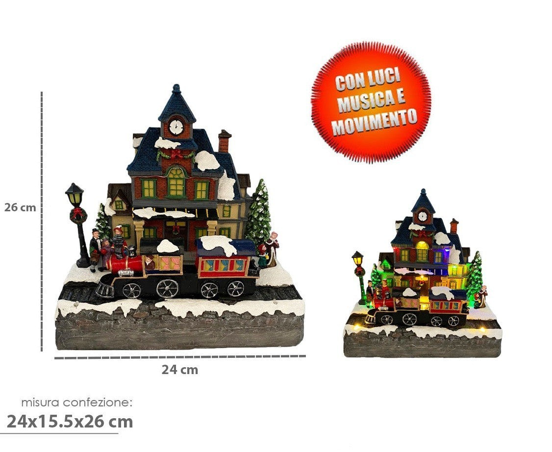 361026 Station carrousel de Noël Lumières, sons et mouvements 24x15x26 cm