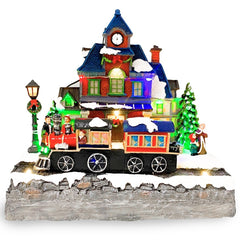 361026 Station carrousel de Noël Lumières, sons et mouvements 24x15x26 cm