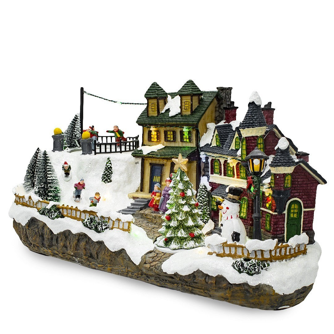 361015 Carrousel de Noël enneigé Lumières, sons et mouvements 37x16x18 CM
