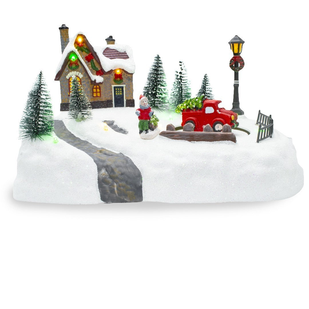 361042 Carrousel paysage de Noël Lumières de Noël Sons et mouvements 20x20x16 cm