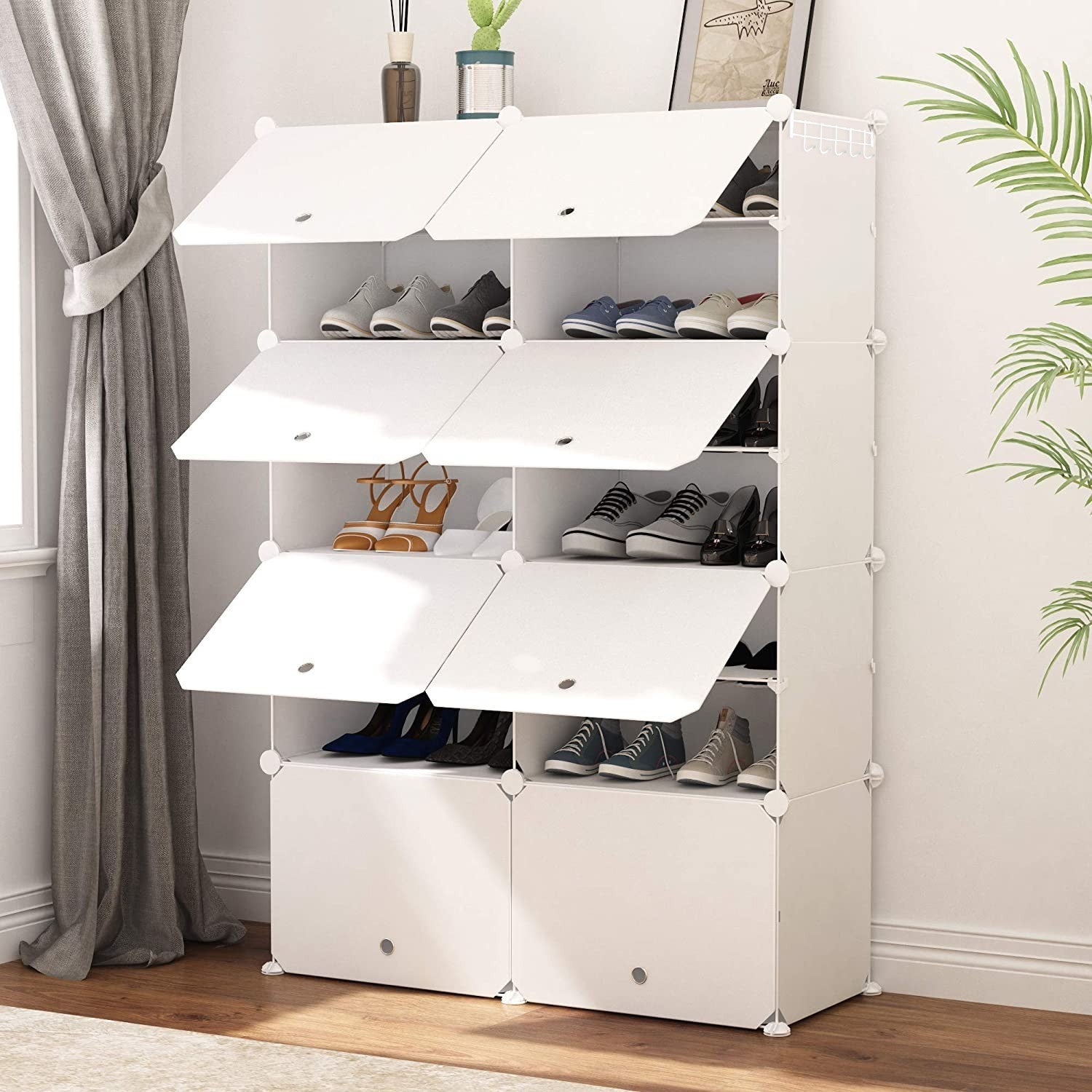 Armoire de rangement à étagères modulaires en PVC blanc