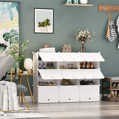Armoire de rangement à étagères modulaires en PVC blanc