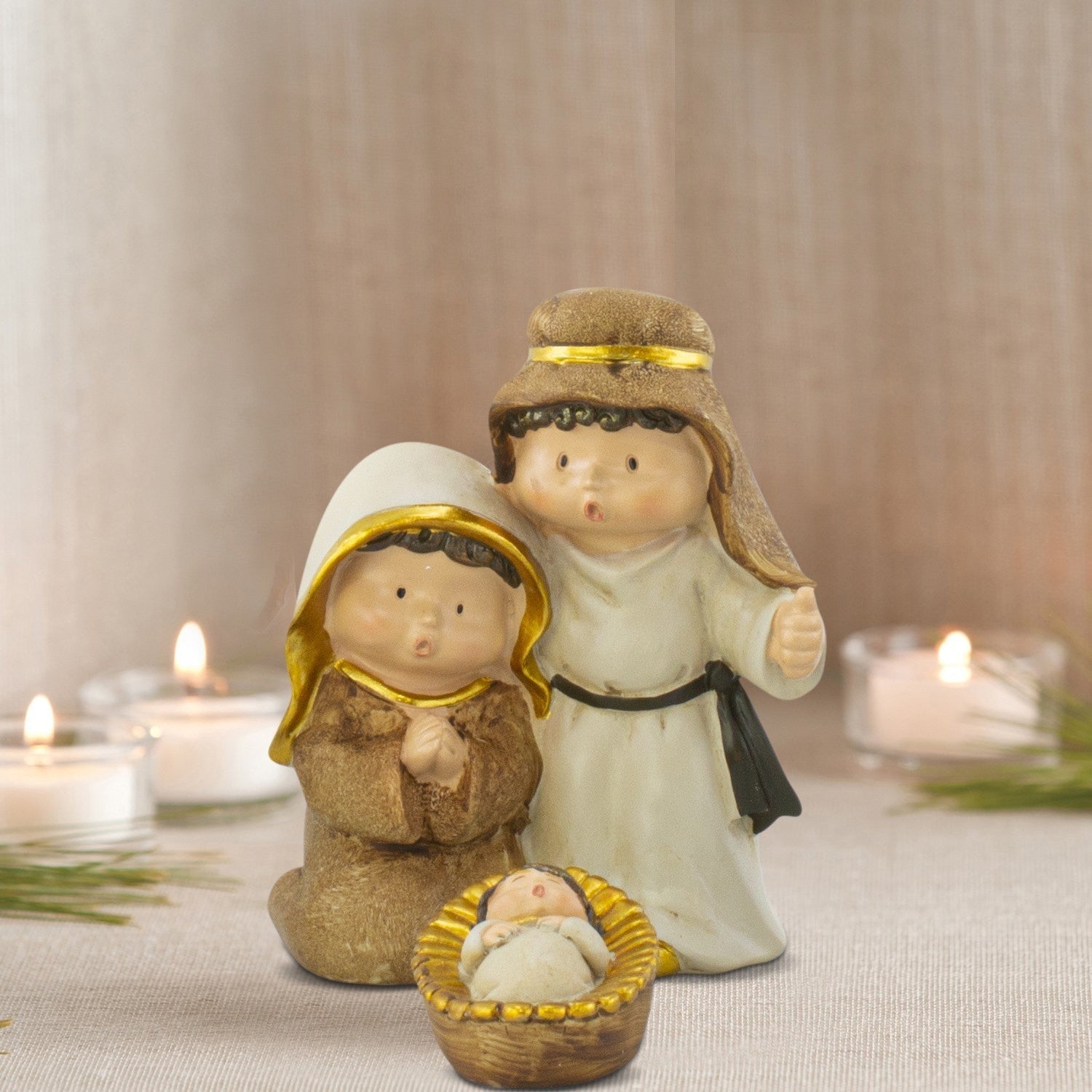 248122 Scène de Nativité 7 pcs Figurines avec 9 personnages Décorations de Noël