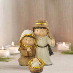 248122 Scène de Nativité 7 pcs Figurines avec 9 personnages Décorations de Noël
