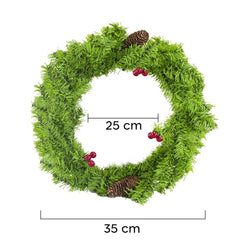 245008 Couronne de porte ronde avec baies et pommes de pin décorations de Noël