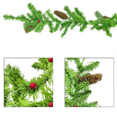245009 Couronne de Noël branches d'arbre avec baies et pommes de pin 280 cm long