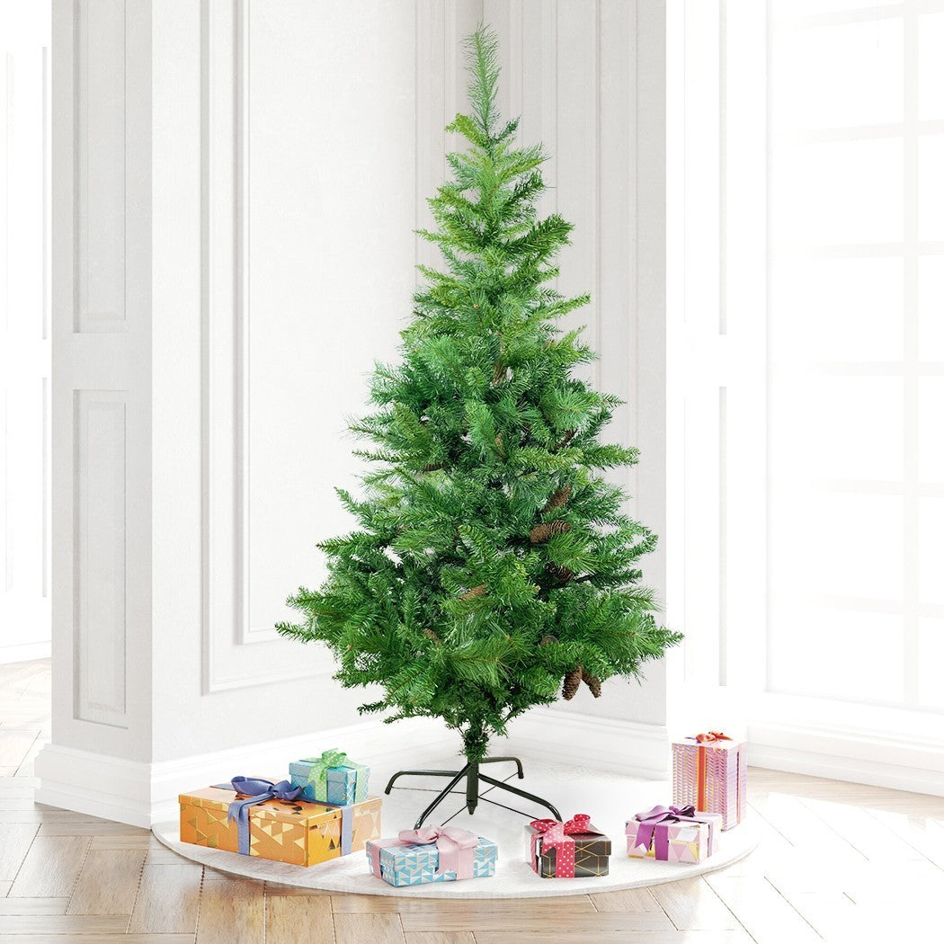 164047 Arbre de Noël artificiel en PVC 180H cm avec pommes branches pliantes