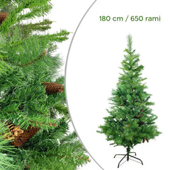 164047 Arbre de Noël artificiel en PVC 180H cm avec pommes branches pliantes