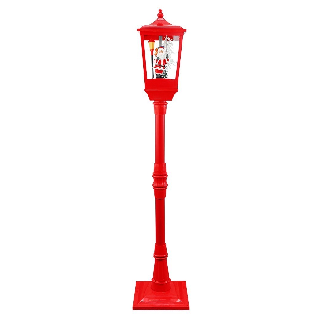 364001 Lanterne de Noël rouge H180 Cm Décoration avec musique et mini lumières