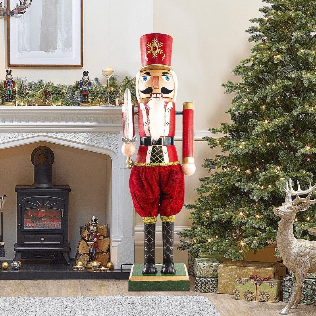 392045 Décoration de Noël Casse-Noisette Soldat 110 cm Son, Lumière et Mouvement