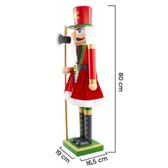 392049 Casse-Noisette Soldat pour décoration Noël 80H Rouge et vert avec hache