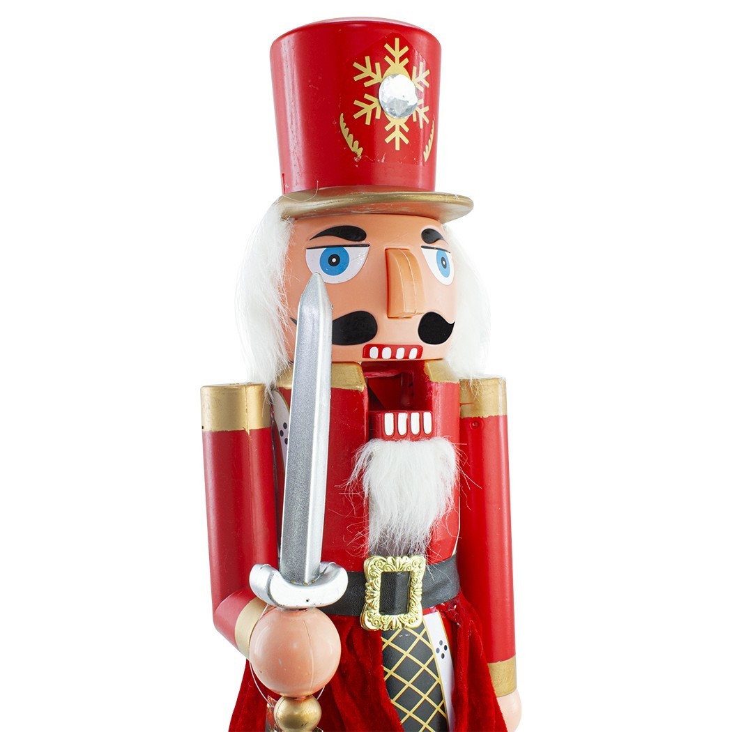 392028 Décoration de Noël Casse-Noisette soldat avec robe rouge et épée 80 cm